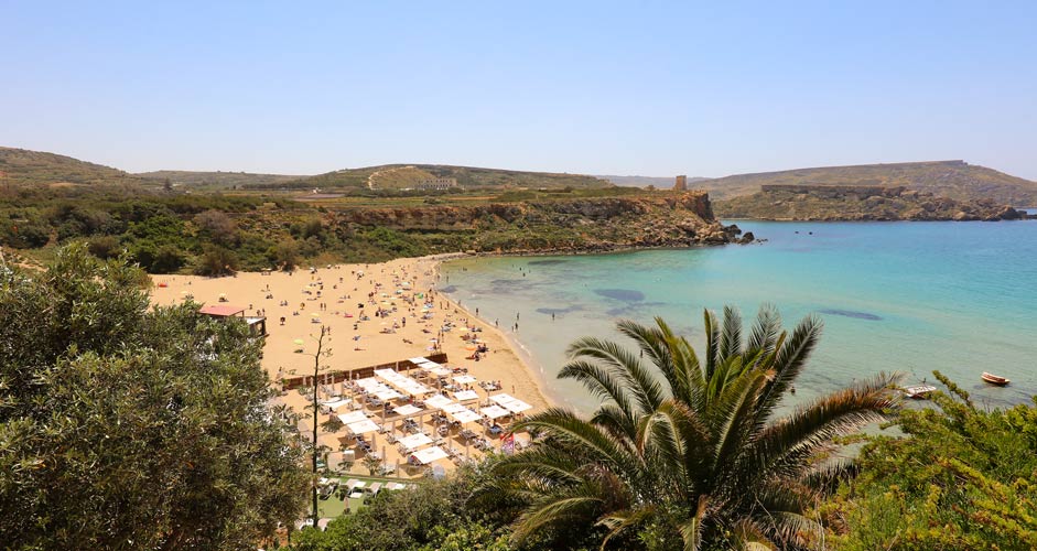 Golden Bay Beach in Malta