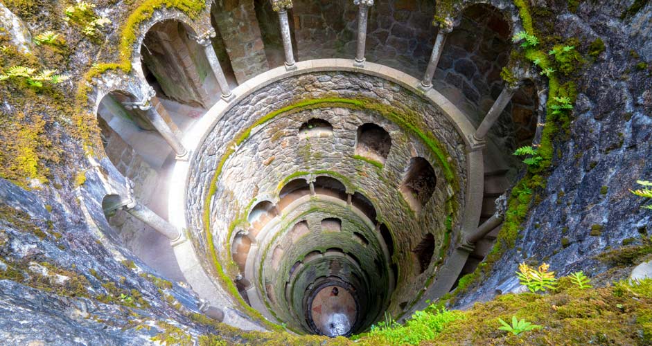 Initiation well in Quinta da Regaleira garden, Sintra