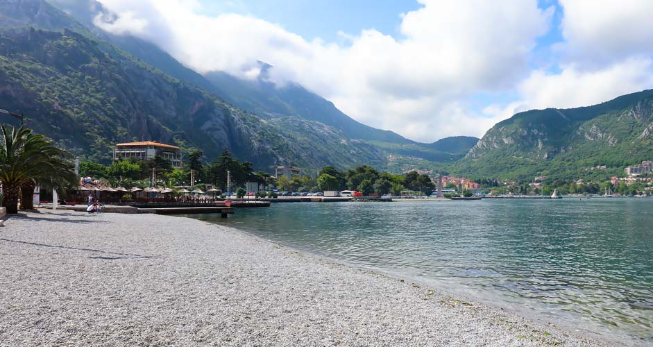 Gravel beach in Kotor