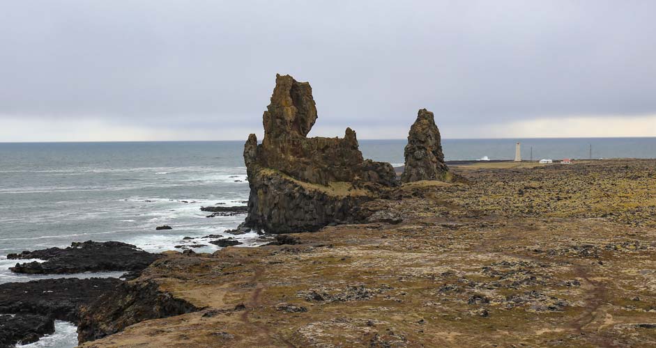 Londrangar and Malarrif lighthouse - Snaefellsnes Iceland