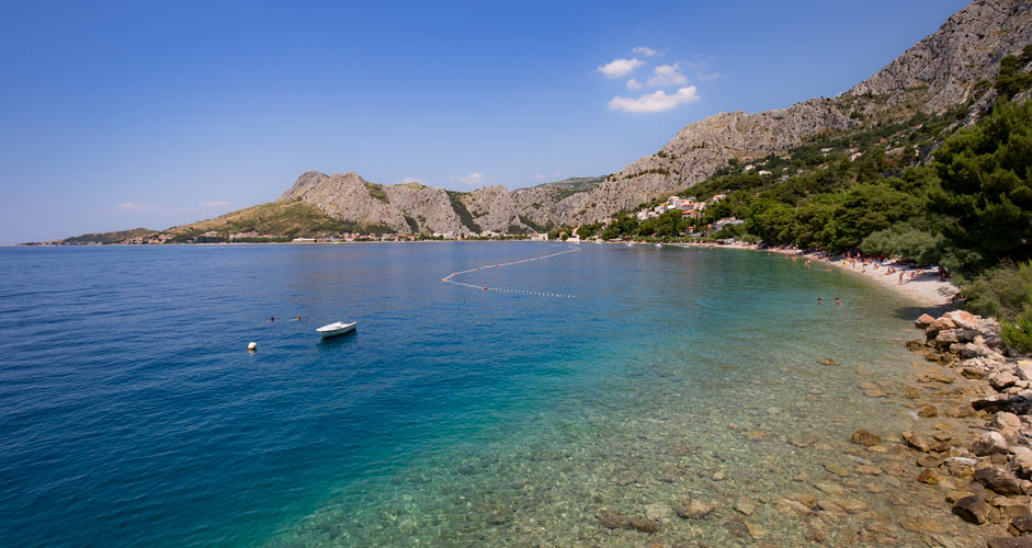 Pebble beach in Omis Croatia