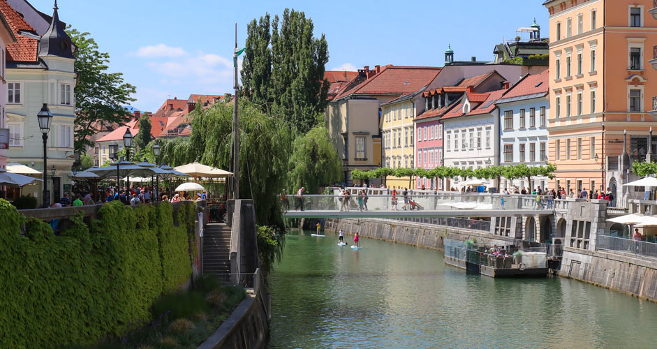 Paddle boarding on Ljubljanica river