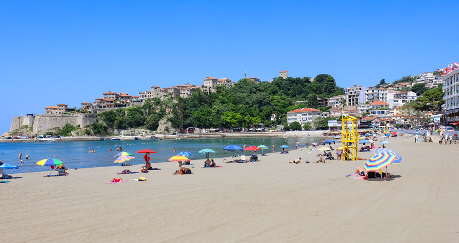 Ulcinj beach and old town