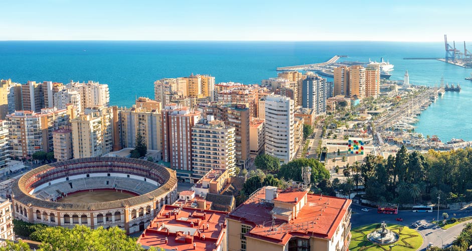 Aerial picture of Malaga, Spain