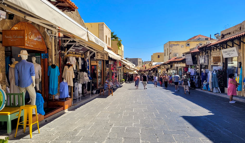 Sokratou shopping street in Rhodes Old Town