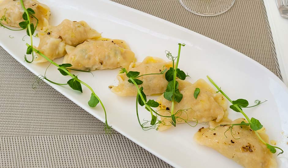 Salmon pierogi